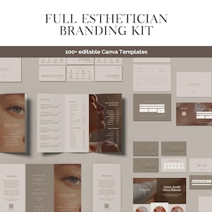 Spa Branding Bundle Canva Templates | Elegant Beige Medical Spa Beauty Salon Brand Kit | Logo, Business Cards & Price Lists