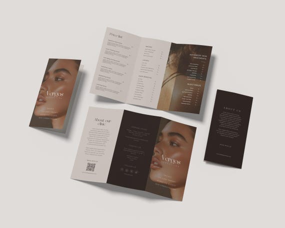 Esthetician Trifold Brochure | Beauty Salon Price list | Medspa Skincare Branding | Minimalist Esthetician Flyer | Beauty Brochure Template