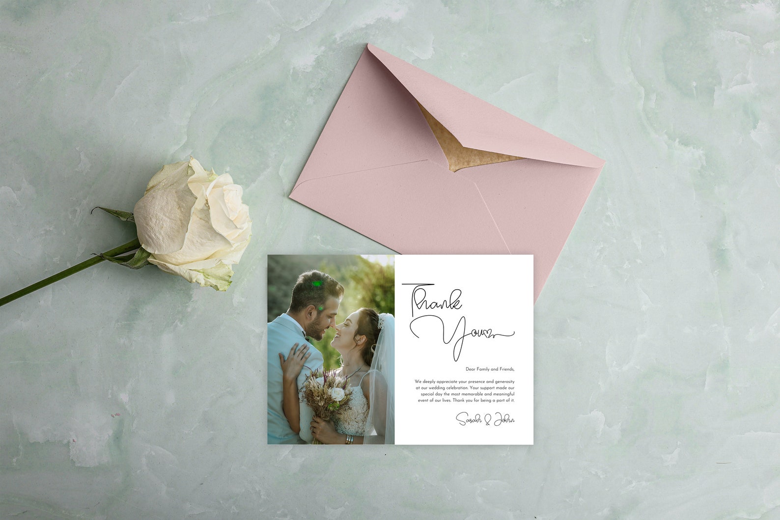 Thank You Postcard Editable Template Canva Minimalist Wedding Card Thank You Postcard Editable Template Canva Minimalist Wedding Card
