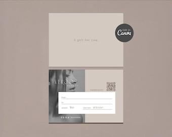Editable Spa Salon Gift Card Template, Minimalist Design for Skincare Professionals (Canva, Instant Download)
