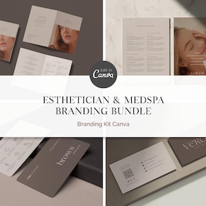 Esthetician Med Spa Branding Bundle Canva | Skincare Branding Kit | Beauty Salon Marketing Templates | Minimalist Neutral Design