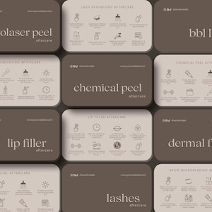 Aftercare Card Bundle, Me Spa Post Care Treatment Instructions, Printable Business Cards, Editable Canva