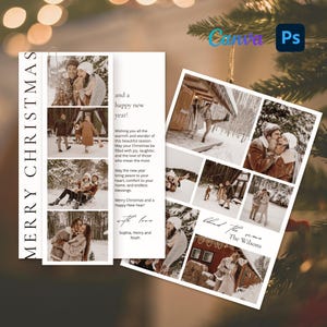Szablon kartki świątecznej do edycji w Canva i Photoshop, z dołączanym paskiem Photobooth, natychmiastowa do pobrania, gotowa do wydruku kartka / CCPB01