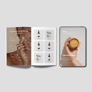 Hautpflege Produktbroschüre, Canva Template, Kosmetik Dermatologe Klinischer Hautpflege Markenkatalog, Marketingbroschüre Single Fold A4