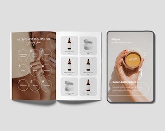 Skincare Product Brochure, Canva Template, Cosmetics Dermatologist Clinical Skincare Brand Catalog, Marketing brochure Single Fold A4