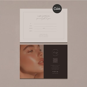 Plantilla de certificado de regalo editable / Vale de regalo imprimible para spa / Tarjeta de regalo de belleza en Canva / Vale de regalo para salón de belleza estilo boho / Descarga digital