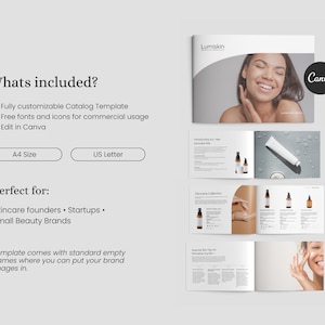 Cosmetics Product Catalog Template, Professional Skincare Dermatologist Clinical Brand Marketing Line sheet, A4 + US Letter image 2