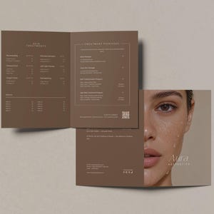 Service Menu for Spas, Estheticians & Facialists, Beauty Pricing Booklet Template, Editable Canva