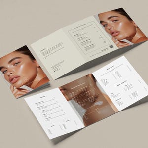 Skincare Facial & Treatment Menu Template, Tri Fold Price List for Estheticians and Med Spas, Editable in Canva