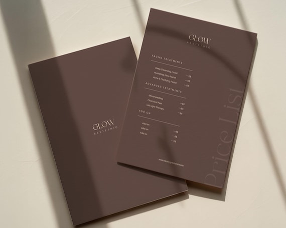 Minimal Price List Template for Esthetician, Nail, Brow & Hair Salons, Service Menu Template, Editable Flyer Canva