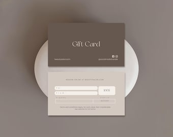 Editable Gift Card Template, Med Spa Template, Beauty Business, Spa Salon Card, Wallet Size Gift Card, Printable Card, Canva Editable