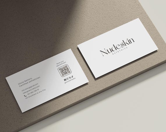 Esthetician Med Spa Beauty Salon Business Card Template | Skincare Branding | Canva Editable Card  | Minimal Salon Design