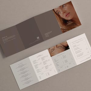 Skincare Facial & Treatment Menu Template, Quad Fold Price List for Estheticians and Med Spas, Editable in Canva