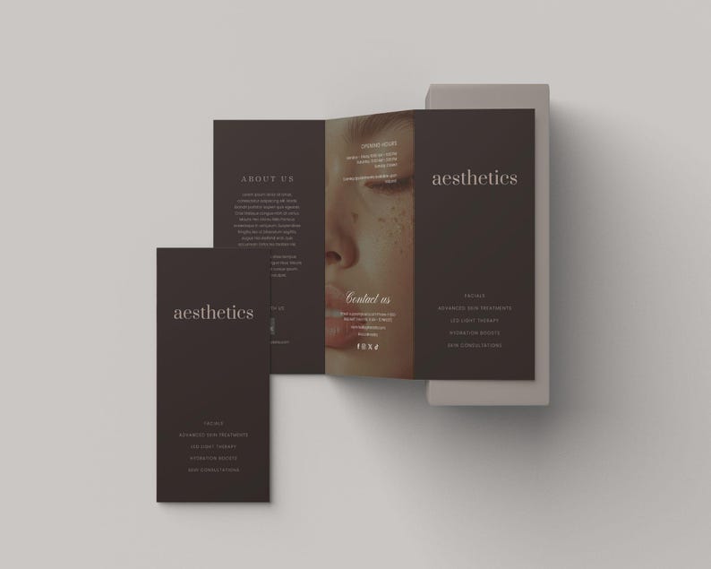 Minimal premium med spa service menu Canva template with a clean, spacious layout and simple typography. Editable digital download designed for estheticians and med spas offering facials, advanced skin treatments, and injectables.