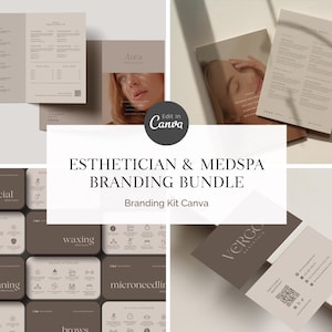 Esthetician Med Spa Branding Bundle Canva | Skincare Branding Kit | Beauty Salon Marketing Templates | Minimalist Neutral Design