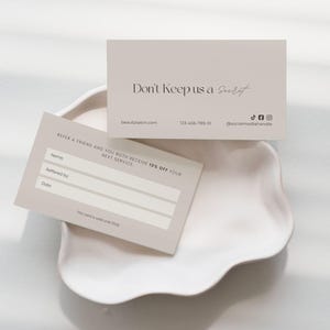 Referral Card Template | Refer a Friend Program Card | Minimal Salon Customer Reward Card | Esthetician Canva Design