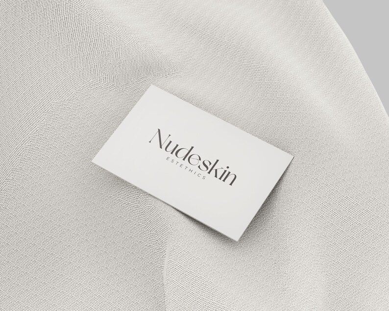 Editable logo design for skincare business, esthetician branding, and skincare clinics. Modern minimalist logo with elegant font, luxury beauty aesthetic, and professional layout. Business card with QR code, spa branding, facial services, wellness and cosmetic brand identity.