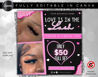 Valentine's February Booking Flyer Beauty Template – Pink Aesthetic for Hairstylist Nail Tech Makeup and Lash Tech Services | Instagram Post