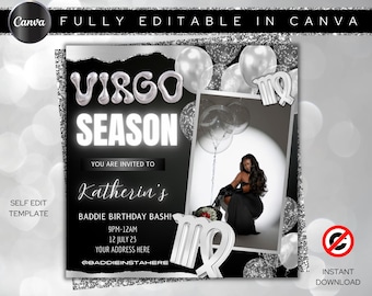 Virgo Birthday Flyer, Virgo Bash Flyer, Birthday flyer, Birthday Girl, Party Flyer, Celebration Flyer, Birthday Event, Birthday Invite, Szn