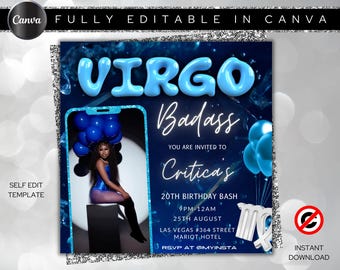 Virgo Birthday Flyer, Virgo Bash Flyer, Birthday flyer, Birthday Girl, Party Flyer, Celebration Flyer, Birthday Event, Birthday Invite, Szn