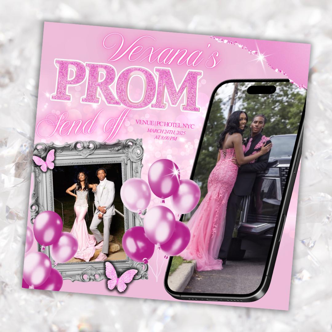 Instant Prom Design Pink Prom Send off Flyer, DIY Prom Flyer, Prom Canva Template, Prom ...