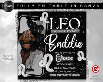 Leo Baddie Birthday Flyer, Leo Bash Flyer, Birthday flyer, Birthday Girl, Party Flyer, Celebration Flyer, Birthday Event, Birthday Invite