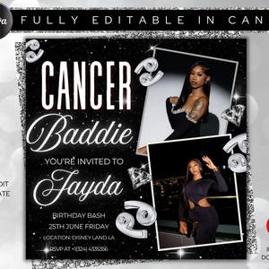 Cancer Season Party Flyer, Birthday Szn Flyer, Cancer Invitation Flyer, Cancer Birthday Event, Social Media Flyer, Premade Flyer Template