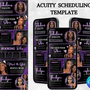 Plantilla de programación de agudeza de estilista de cabello, plantilla de programación de acuity, sitio web de estilista de cabello, plantilla Canva, plantillas de libros de acuity, agudeza de uñas