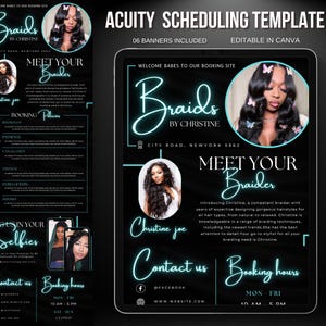Plantilla de programación de Acuity, plantilla de programación de Acuity para peluqueros, técnicos de uñas, técnicos de pestañas, trenzadores, maquilladores, plantillas de libros de Acuity