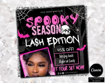 October Lash Booking Flyer, October Books Open, Halloween Hair Flyer, Spooky SZN Flyer, October Hair Flyer, Nails Lash Locs Wig, DIY Canva