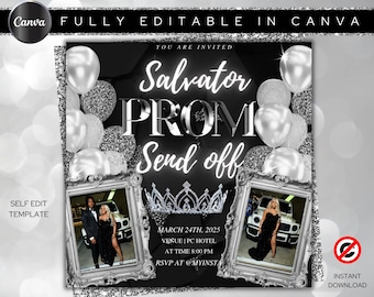 Prom Send Off Flyer, DIY Prom Flyer, Prom Canva Template, Prom Send Off, Prom Send Off Event, Editable, DIY Canva, Instant Download