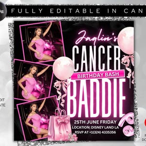 Cancer Birthday Flyer, Cancer Bash Flyer, Birthday flyer, Birthday Girl, Party Flyer, Celebration Flyer, Birthday Event, Birthday Invite