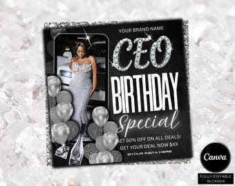 CEO Birthday Flyer, CEO Birthday Sale Flyer, Zodiac Season Birthday Flyer, CEO Birthday Special Flyer, Hair Stylist, Lash Tech, Nail Tech