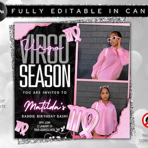 Virgo Birthday Flyer, Virgo Bash Flyer, Birthday flyer, Birthday Girl, Party Flyer, Celebration Flyer, Birthday Event, Birthday Invite, Szn