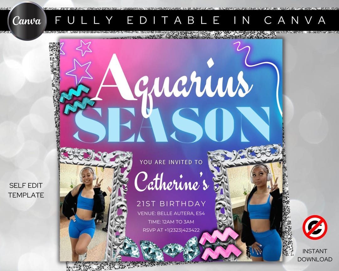 Aquarius Birthday Flyer, Aquarius Bash Flyer, Birthday Flyer, Birthday ...