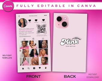 2024 Instagram Business Card, IG Business Card, DIY Canva Business Card Template Design, QR Code Business Card, Instagram Business Card
