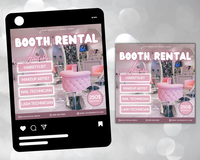 Booth Rental Flyer, DIY Flyer Template Design, Store Rental Flyer ...