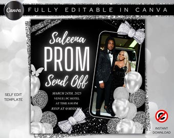 Prom Send Off Flyer, DIY Prom Flyer, Prom Canva Template, Prom Send Off, Prom Send Off Event, Editable, DIY Canva, Instant Download