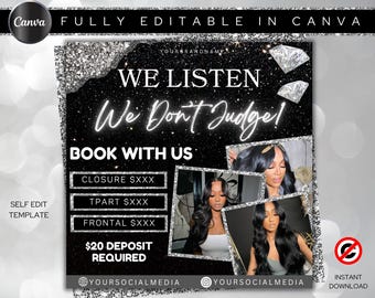 Hair Booking Flyer, Hairstylist Flyer, DIY Booking Flyer, Book Now Flyer, Beauty, Lashes, Make up, Nails, Canva Template, Appointment Flyer
