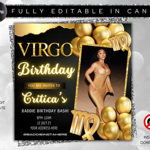 Virgo Birthday Flyer, Virgo Bash Flyer, Birthday flyer, Birthday Girl, Party Flyer, Celebration Flyer, Birthday Event, Birthday Invite, Szn