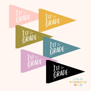 Grade Pennants for Homeschool and Preschool to 4th Grade Printable, Kindergarten Flag, 1st Grade, 2nd Grade, 3rd Grade, Back to School Photo