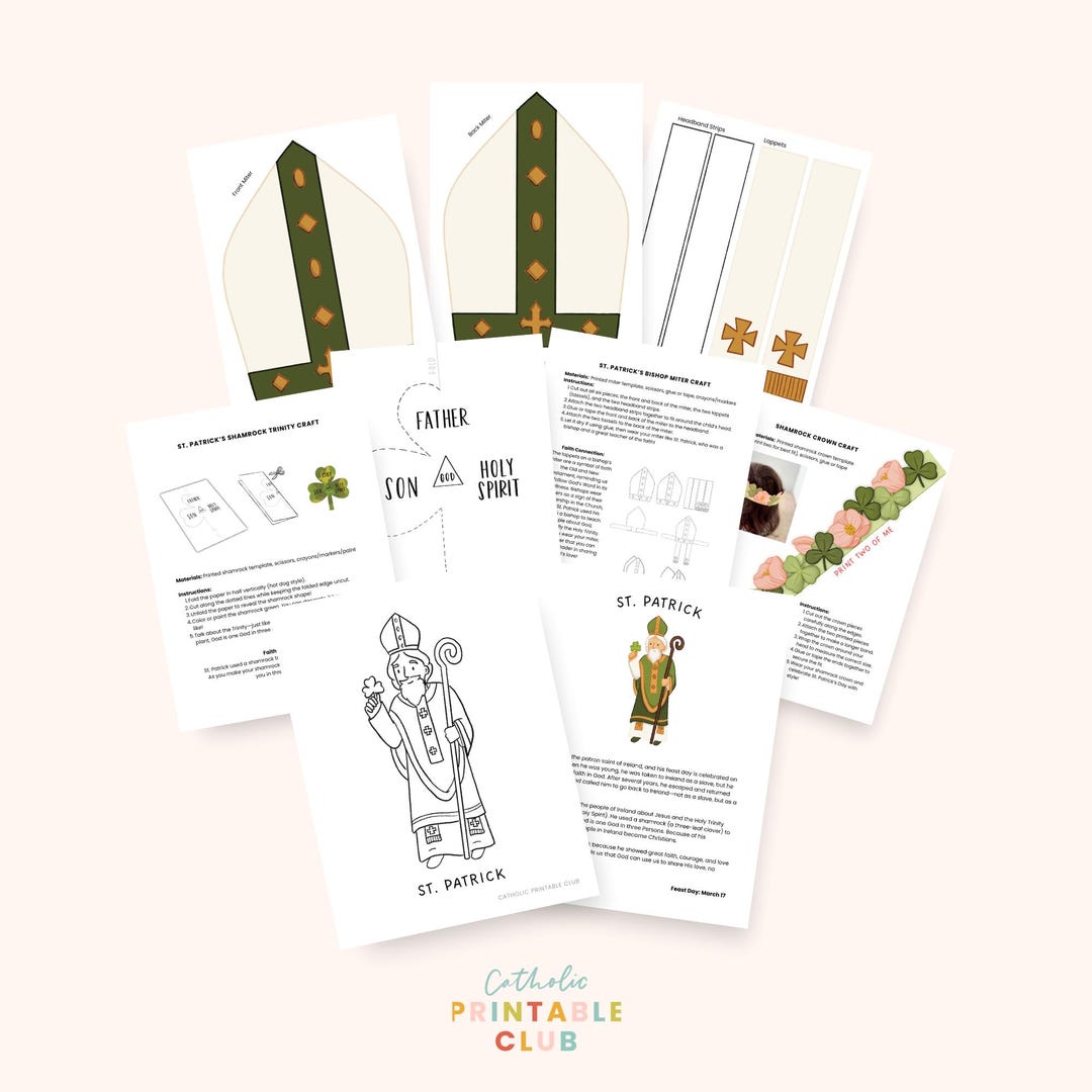 St. Patrick Activity Bundle: Coloring Page, Bishop’s Miter, Shamrock ...