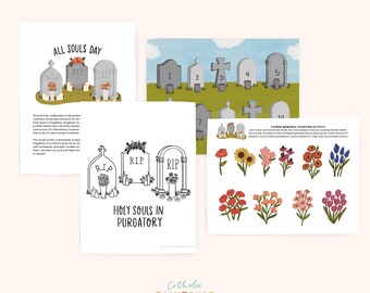 All Souls Day Activity Bundle: Coloring Page & Flower Memorial Counting Activity