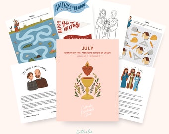 July Printable Bundle/ July Activities for Catholic Families/ Saints, Printables, Summer Activities for Catholic Kids