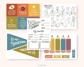 Catholic Back-to-School Printables | Patron Saints Coloring Page, Grade Pennants, Lunchbox Affirmations