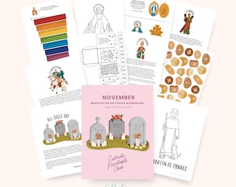 November Printable Pack, November Activities for Catholic Families, Printable Activities Catholic Kids, Catholic Saint Stories CLASSROOM USE