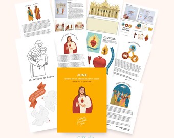 June Catholic Printable Pack | Month of June Crafts, Saint Coloring Pages, Sacred Heart, Pentecost, St Anthony, Holy Trinity, Coloring Pages