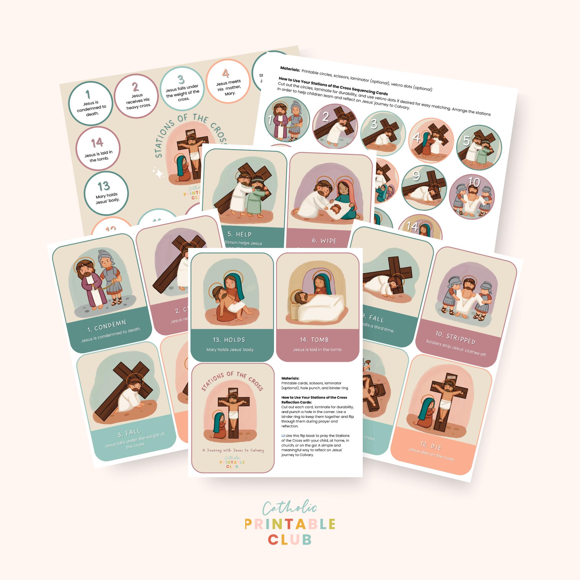 Stations of the Cross Printable Bundle: Reflection Sequencing Cards