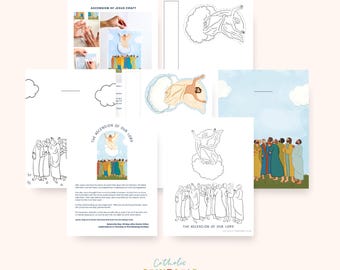 Ascension Activity Bundle | Jesus Ascends Craft & Coloring Page for Kids | Catholic Printable for Easter Season