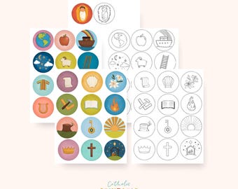 Printable Jesse Tree Ornaments CLASSROOM | Advent Countdown | Bible Story Symbols | DIY Christmas Decor | Catholic Family Activity